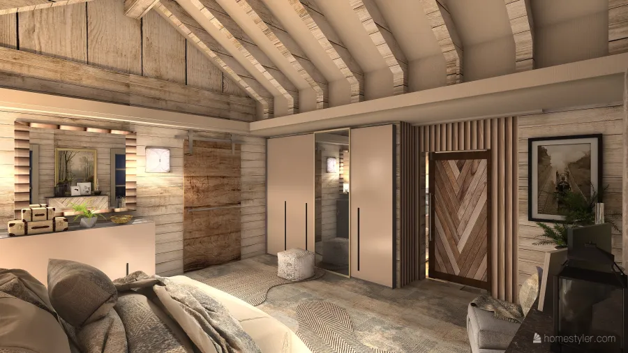 Rustic Farmhouse WoodTones EarthyTones Beige Unnamed space 3d design renderings