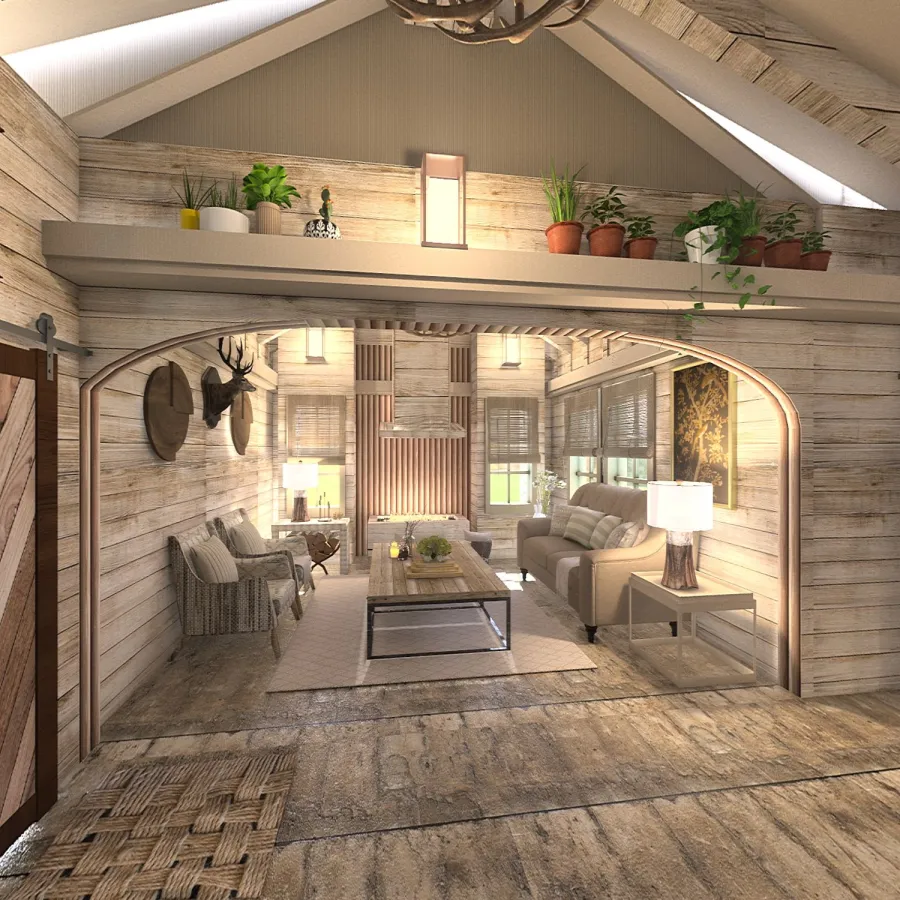 Rustic Farmhouse WoodTones EarthyTones Beige Unnamed space 3d design renderings