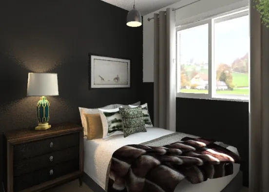 gray bedroom Design Rendering