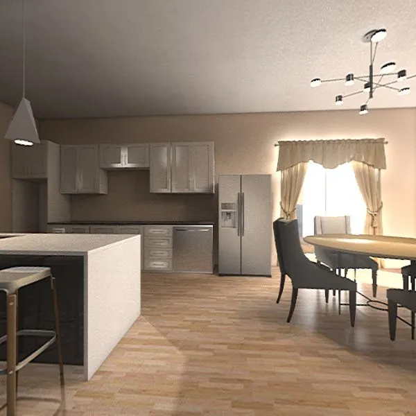 Living, cooking and dining 3d design renderings