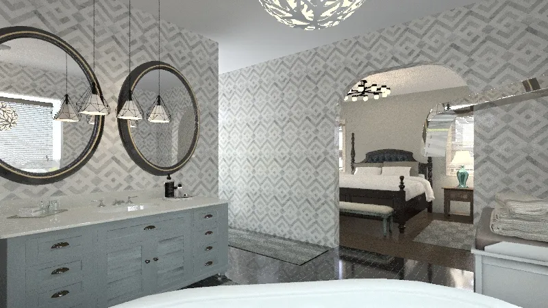 Master Bedroom and Bath 3d design renderings