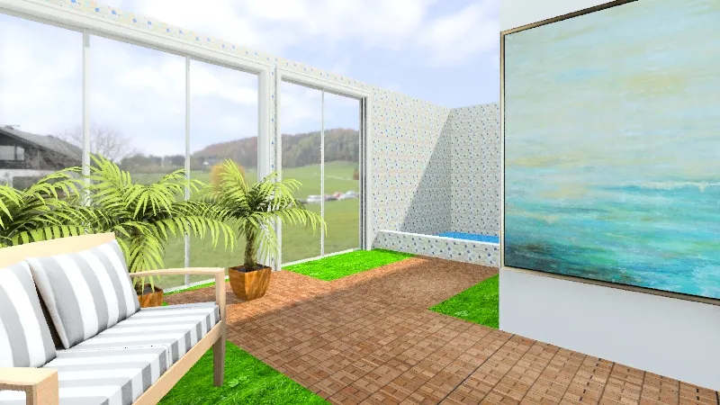 int courtyard villa 3d design renderings