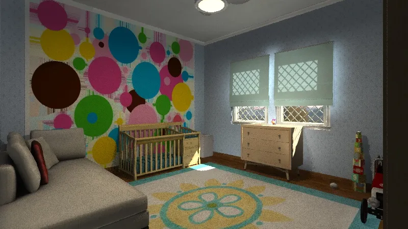 colored kids room 2bed 3d design renderings