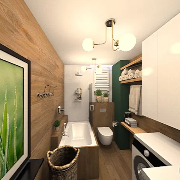 WC drewniana ściana 3d design renderings