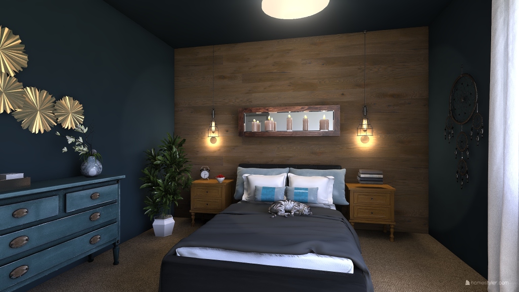 Przytulna sypialnia. 3d design renderings