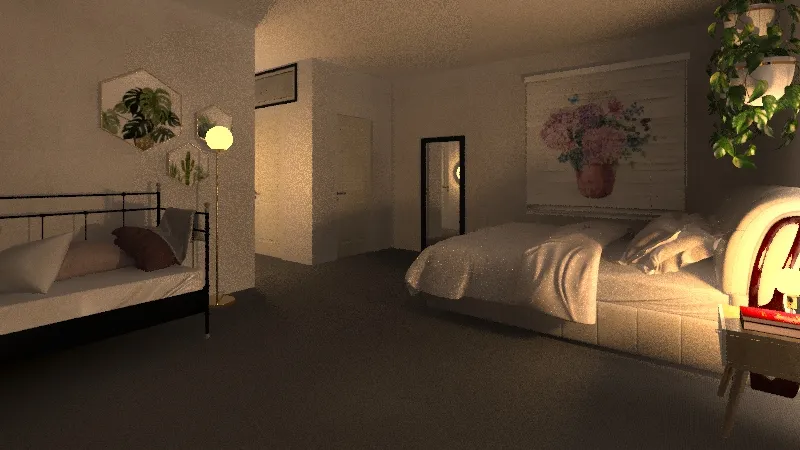 Boho bedroom 3d design renderings