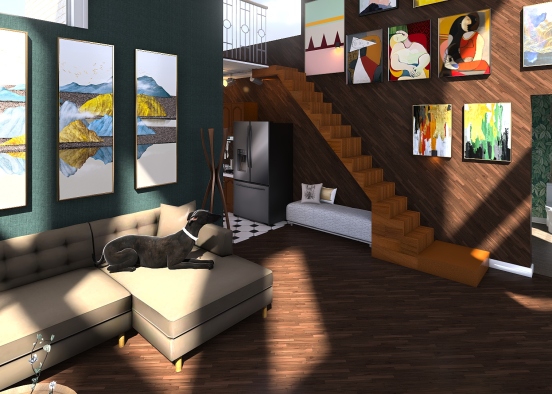 Cozy Loft Apartment Design Rendering