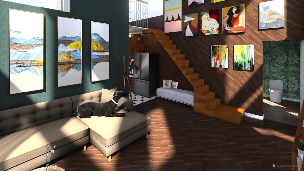 Cozy Loft Apartment 3d design renderings