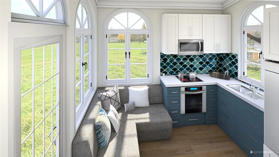 Tiny Home Teal 3d design renderings
