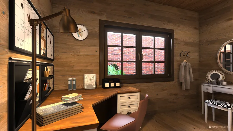 Rustic Farmhouse WoodTones Second Bedroom 3d design renderings