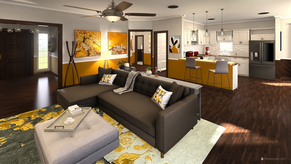 Warm family home 3d design renderings