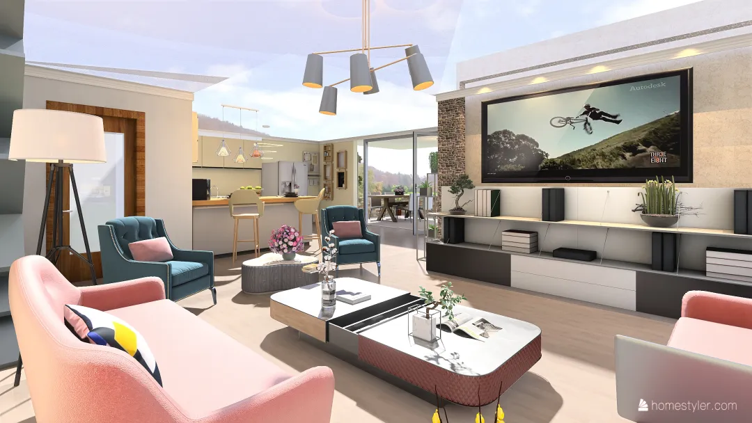 oda ve mutfak tamamla 3d design renderings