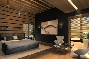 #Residential Dark & Modern Bedroom Design Rendering