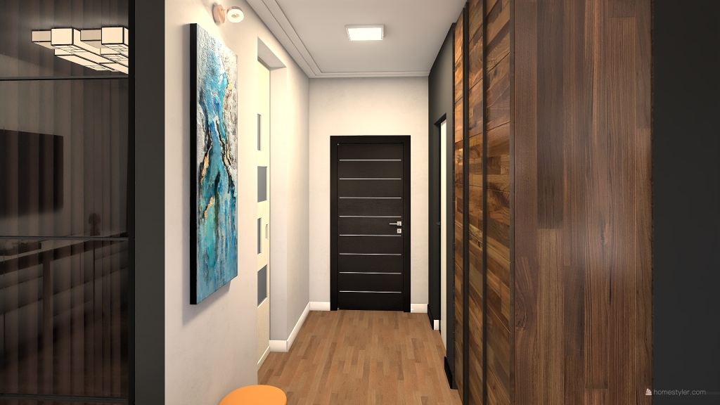 Modern ArtDeco Black Orange Blue Beige Studio 3d design renderings