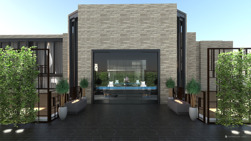 Modern Black Outdoors 3d design renderings