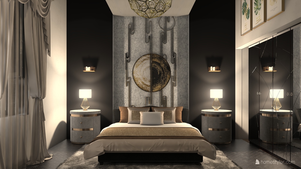 Modern Black Bedroom 3d design renderings