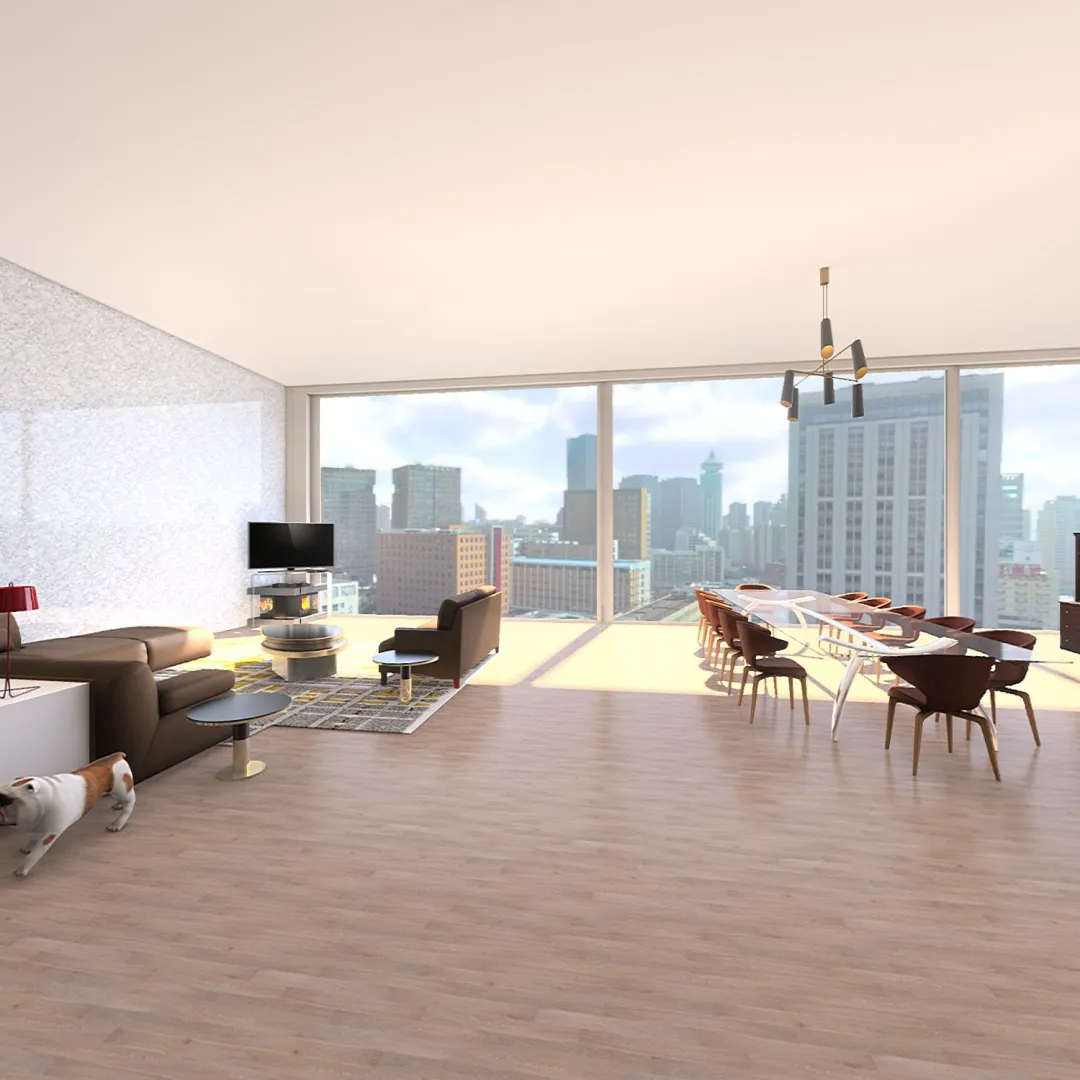 Dream Living/Dining Room & Kitchen 3d design renderings