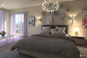 Perfectly Pink Bedroom Design Rendering