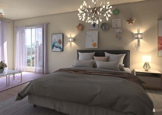 Perfectly Pink Bedroom Design Rendering