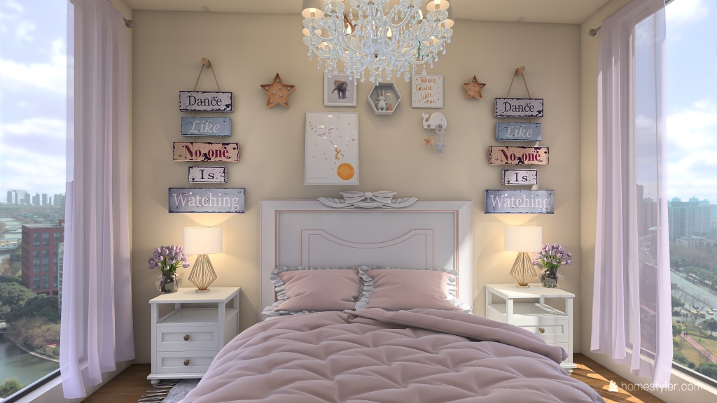 small & cute bedroom 3d design renderings