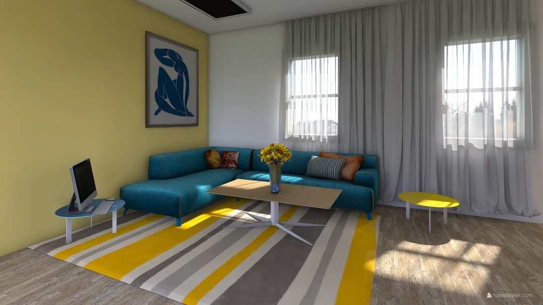 две зоны комнаты в стиле контемпорари 3d design renderings