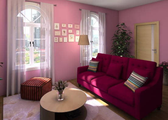 Pink Apartment Design Rendering