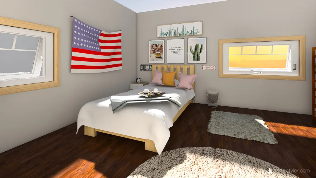 sunroom and bedroom 3d design renderings