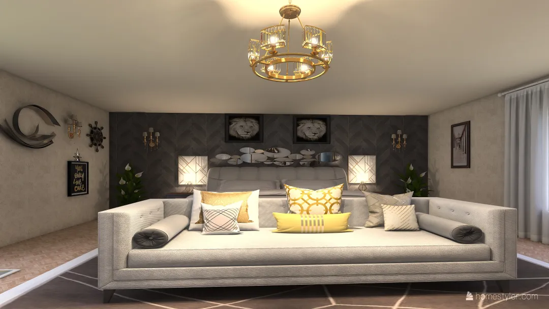 Beautiful Cozy and warm master bedroom 3d design renderings