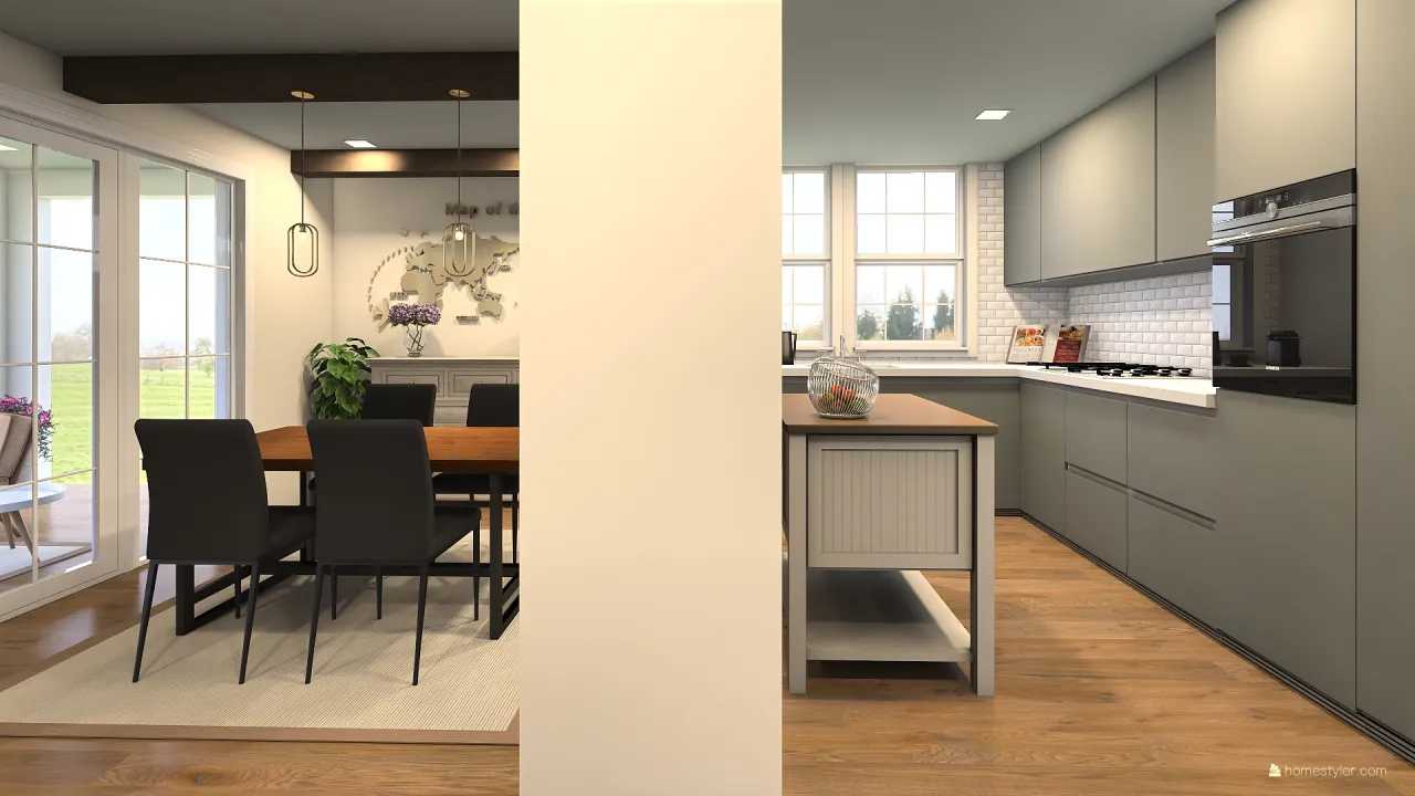cocina azul 3d design renderings