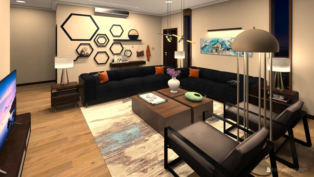 Worm living room 3d design renderings
