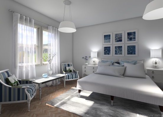 biała sypialnia Design Rendering