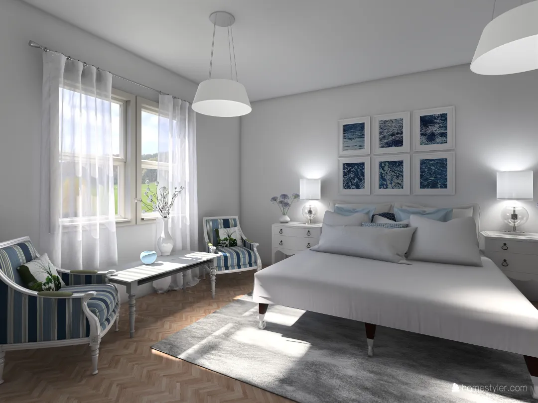 biała sypialnia 3d design renderings