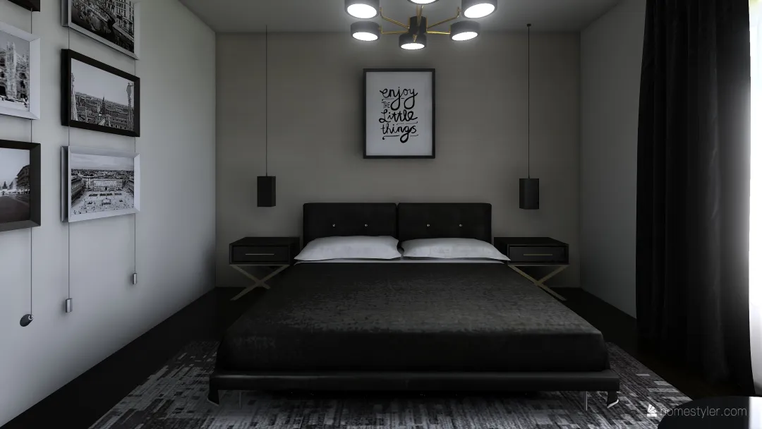 black-bedroom 3d design renderings