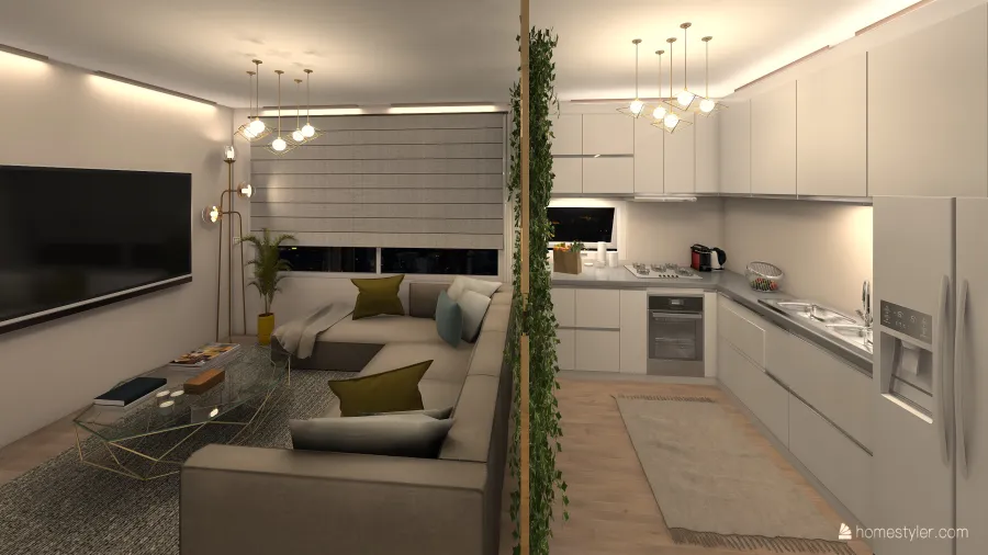Salón-Comedor-Cocina 3d design renderings