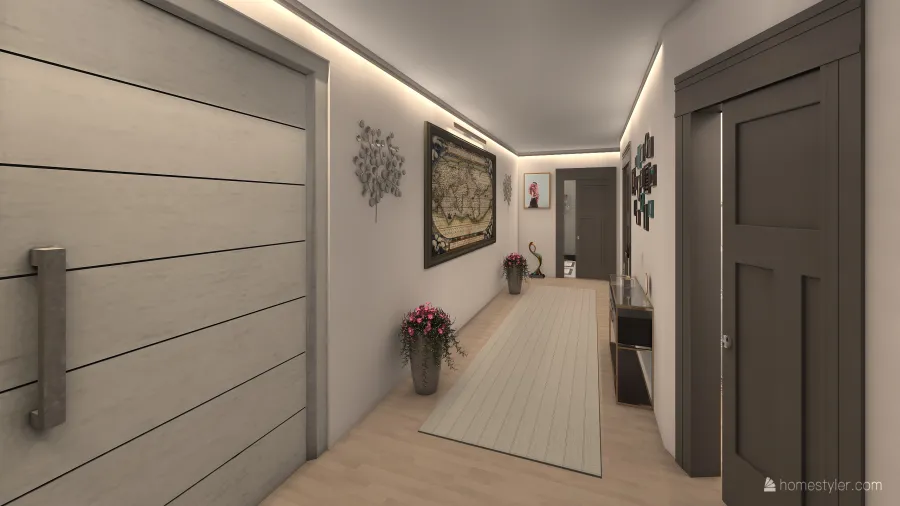 Living and Dining Room - Entrance 3d design renderings