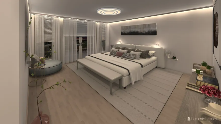 Master Bedroom and the dresser 3d design renderings