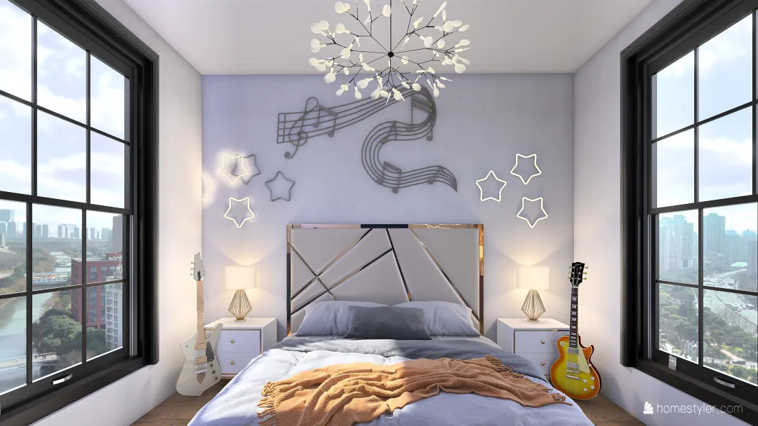 Musical Teen Bedroom 3d design renderings