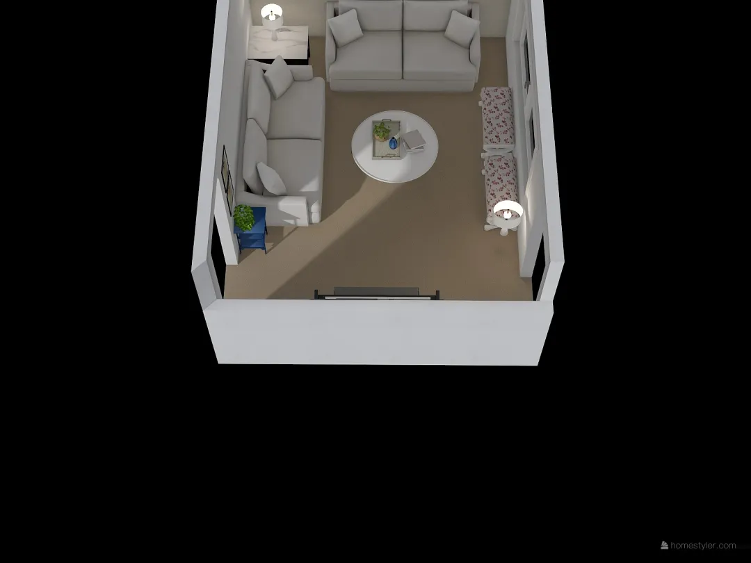 RICKS Living Room cottage with carpet 3d design renderings