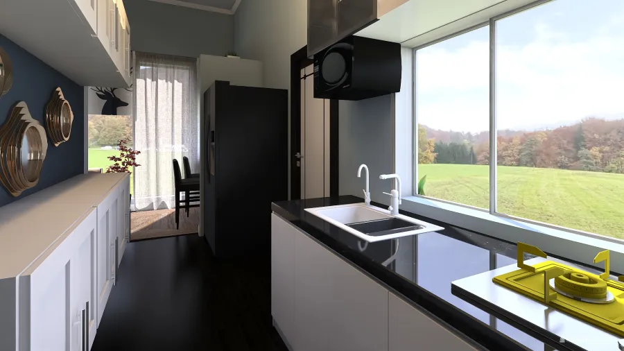 Living / Kitchen 3d design renderings