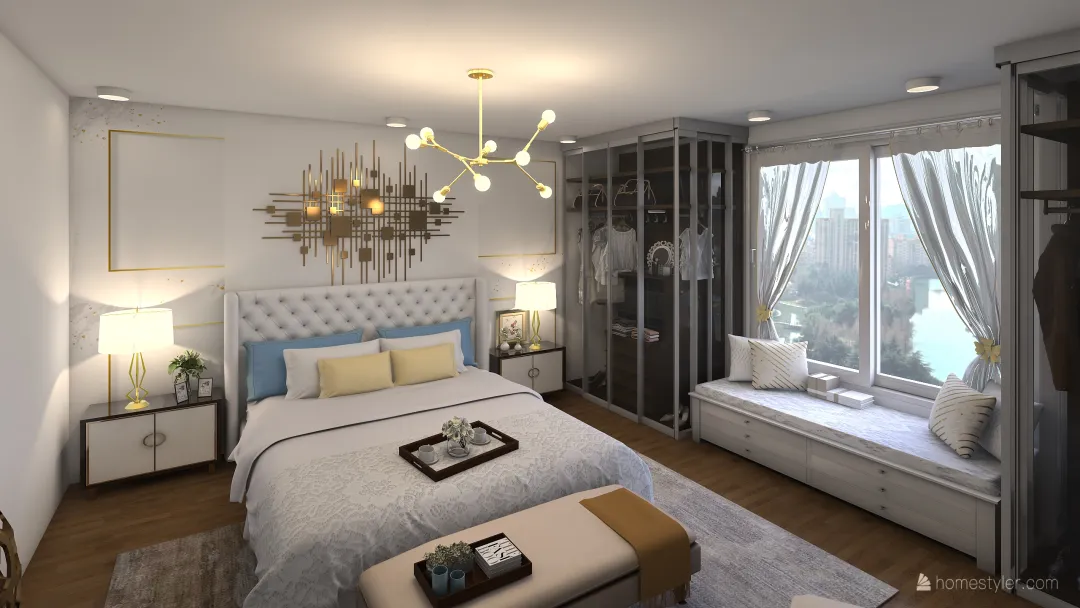Encantadora habitación con hermosa vista 3d design renderings