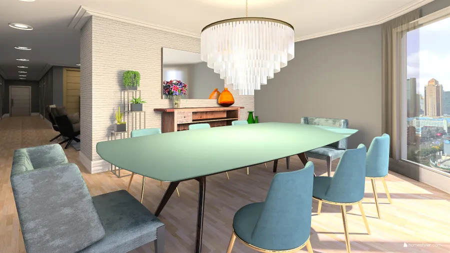 Cozinha e salas de jantar/ estar 3d design renderings