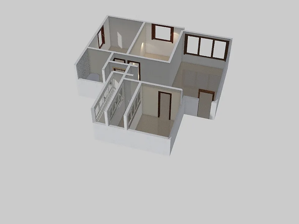 двух комнатная и салон cуществующие состояние 3d design renderings