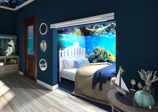 Ocean Themed Bedroom Design Rendering