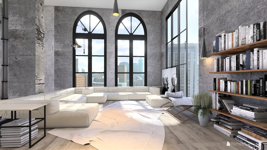Industrial apartment 2 3d design renderings