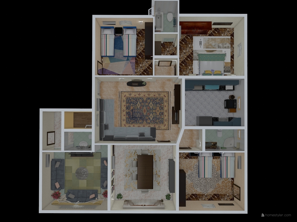 شقة 2 تسوية 1851 3d design renderings