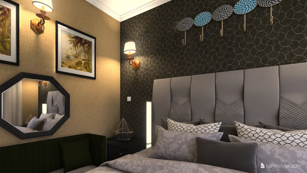 A beautiful guestroom 3d design renderings