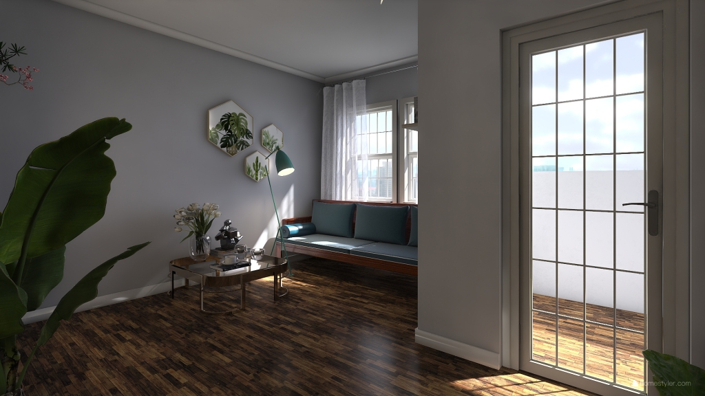 Corner 3-bedroom apartment 3d design renderings