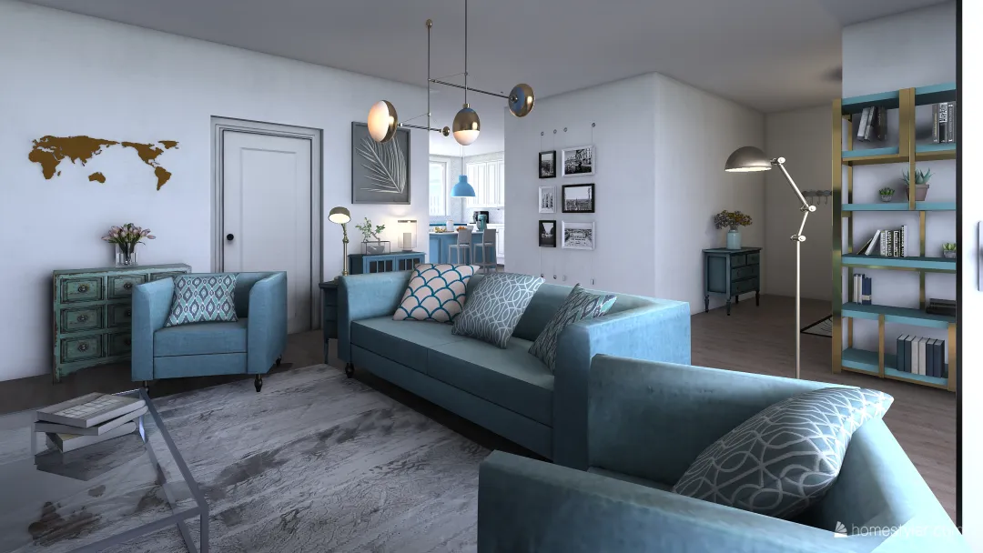 BLUE single bedroom 3d design renderings