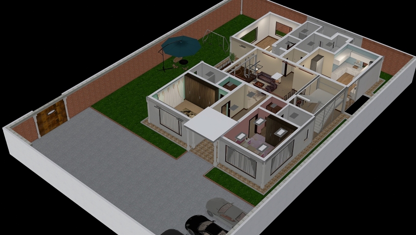 3 Bedrooms House 3d design picture 602.5