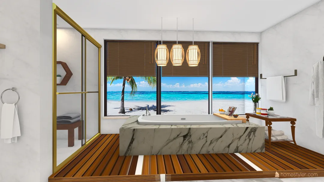 Baño con vista al mar . 3d design renderings